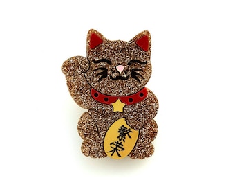 Maneki neko Katzenbrosche - Wohlstand