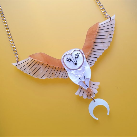 Necklace, Glow Flight the Etsy in - Dark,autumn, Barn in Owl Owl, Wildlife