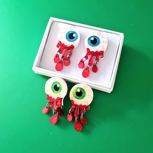 Zombie halloween eyeball stud statement earrings