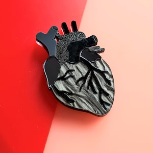 Gothic anatomical heart brooch or necklace