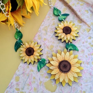 Sunflower charm necklace