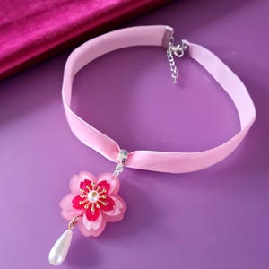 Cherry blossom sakura choker necklace