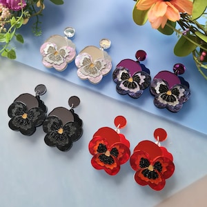 Pansy dangle earrings - Pre order
