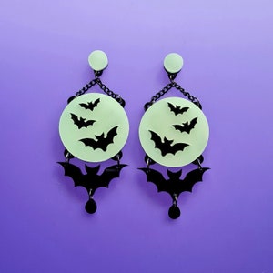Full moon glow in the dark earrings