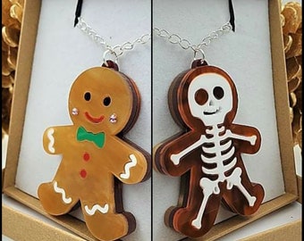 Gingerbread man reversible pendant