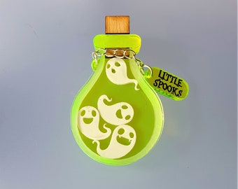 Little spooks ghost potion halloween brooch necklace