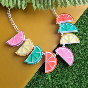 Citrus fruit slice charm necklace