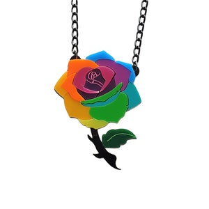 Rainbow rose necklace