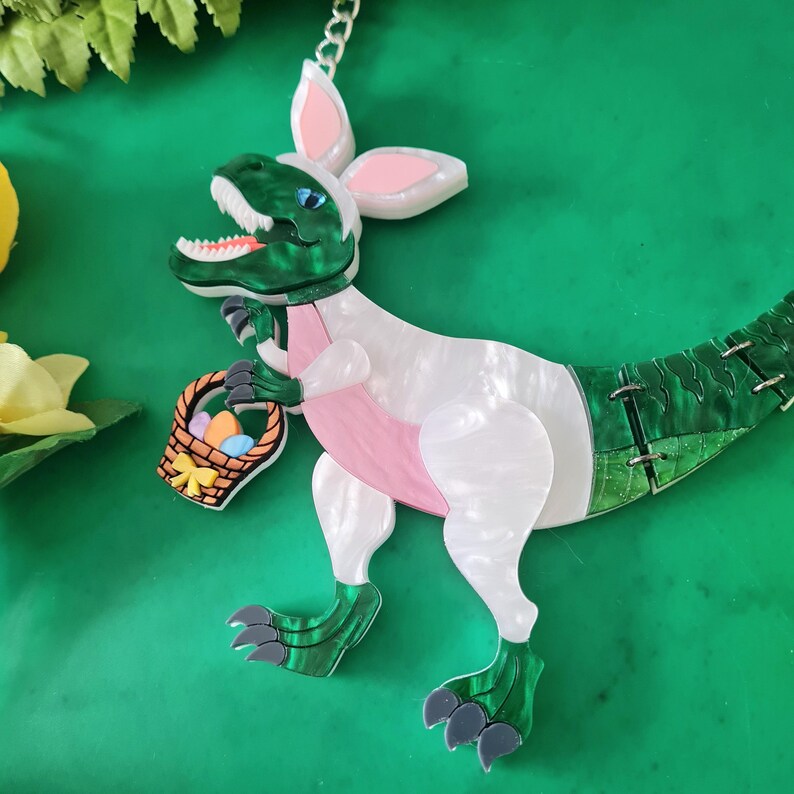 Easter Bunnysaurus T Rex Dinosaur Statement Necklace - Etsy