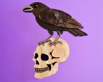 Nevermore raven brooch or necklace