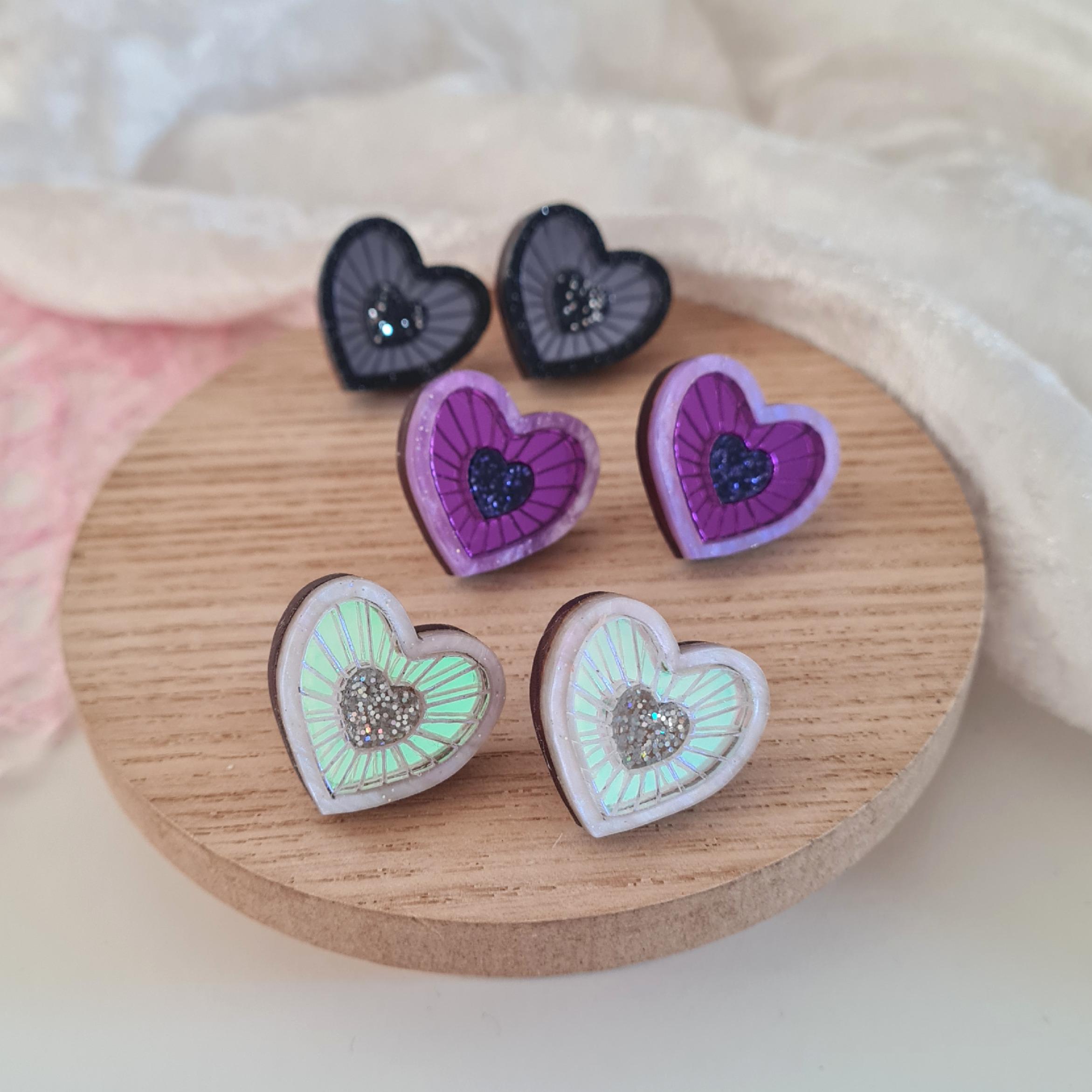 Cosmic Heart Stud Earrings - Etsy Canada