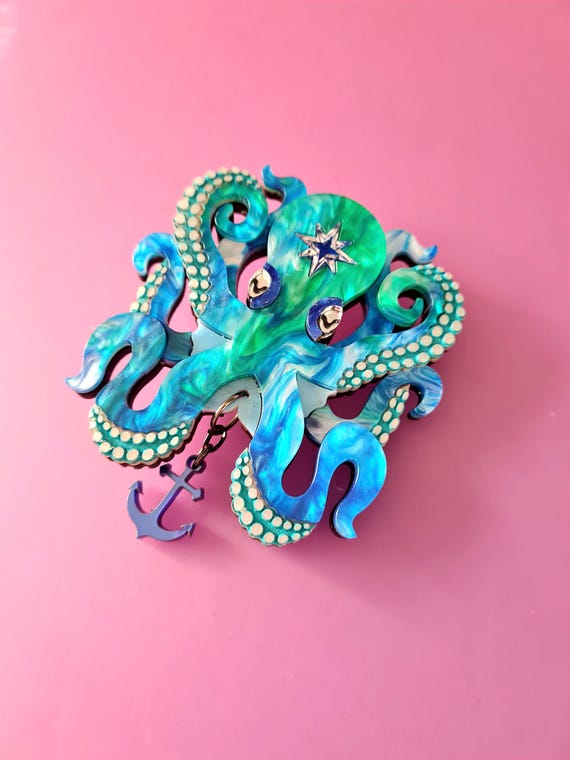 Octopus Brooch or Necklace - Ocean Dream - Etsy Israel display picture 1