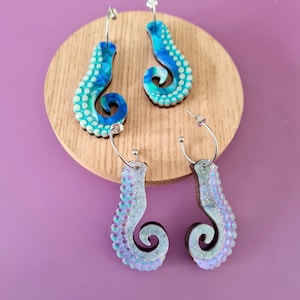 Tentacle octopus hoop dangle  earrings