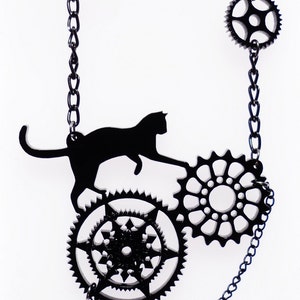 Steampunk cat necklace