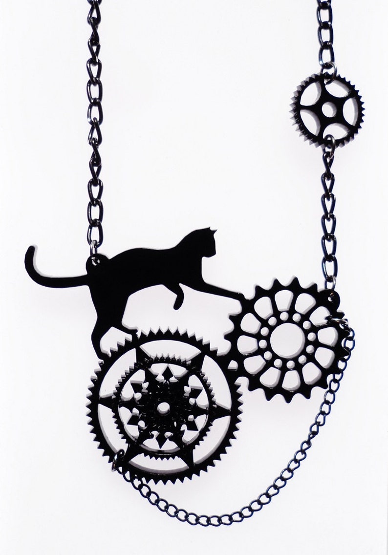 Steampunk cat necklace image 1