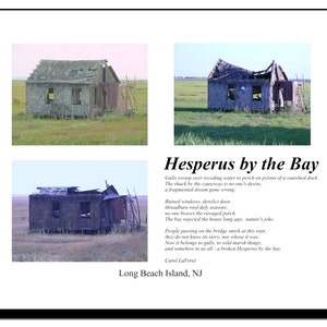 Shack on Long Beach Island LBI, Montage of 3 Pictures and Poem Mounted