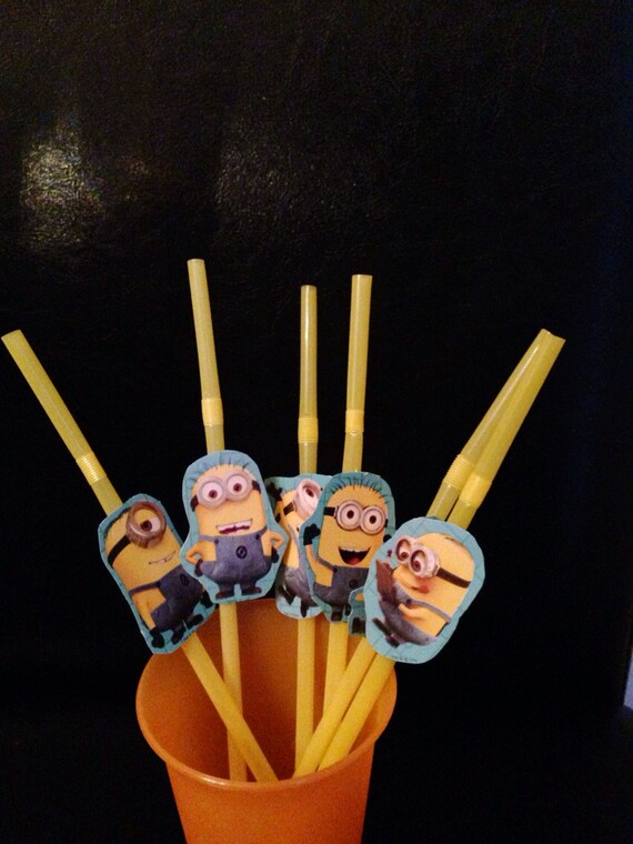 Items similar to 12 Minion party straws on Etsy
