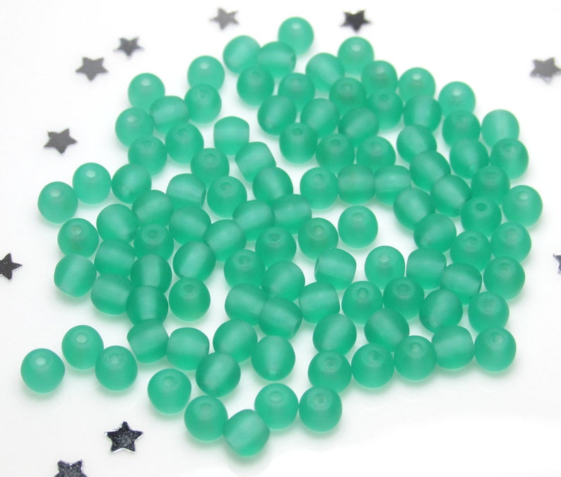 1 Strand Czech Pressed Glass Transparent Emerald Green 4mm Round Beads