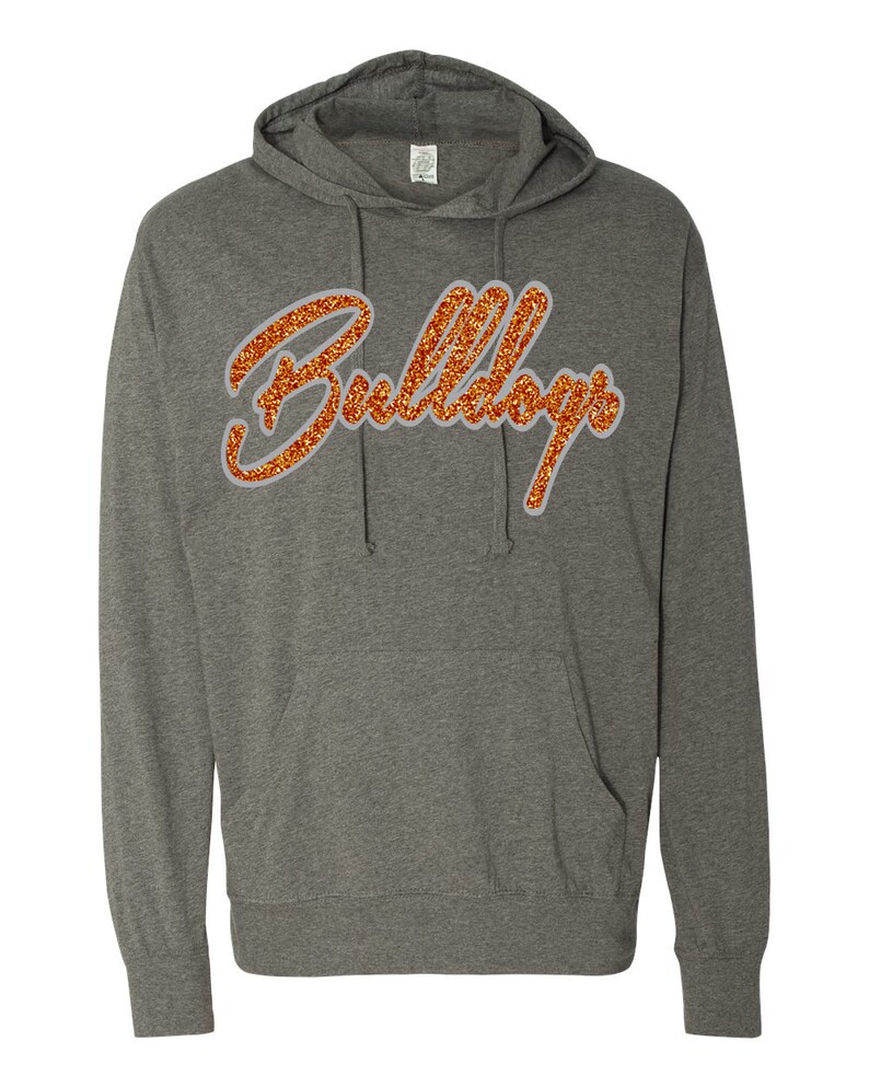 Team Spirit Ladies Sparkle Bulldog Fan Shirt School Mascot Bulldog Bling Hoodie Glitter BULLDOGS Mascot Womens Sweatshirt