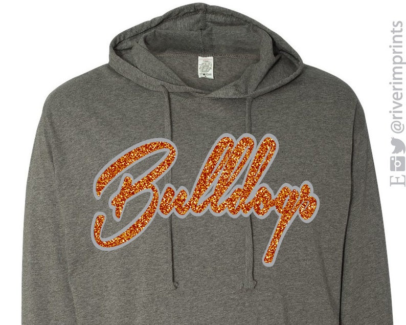Team Spirit Ladies Sparkle Bulldog Fan Shirt School Mascot Bulldog Bling Hoodie Glitter BULLDOGS Mascot Womens Sweatshirt