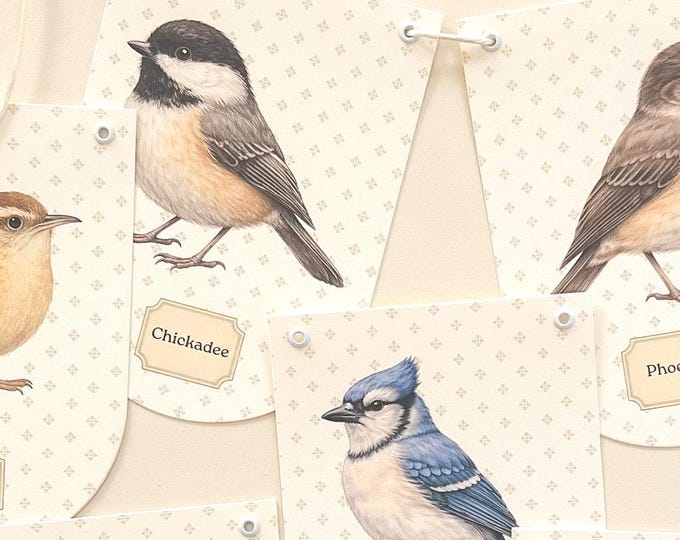 Bird Lover Gift, Vintage Bird Garland, Cottagecore Bird Decor, Nature Study Banner, Homeschool Room Decor