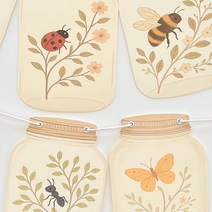 LoveBug Baby Shower Decorations, Storybook Decor, Love Bug On The Way Banner, Bug Jars Garland, Gender Neutral Shower Ideas, Mantel Decor