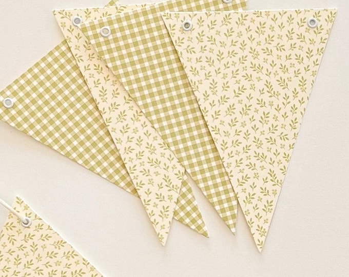 Neutral Baby Shower Bunting, Sage Green Banner, Mini Greenery Garland, Simple Botanical Baby Shower Decor, Gender Neutral Party Banner