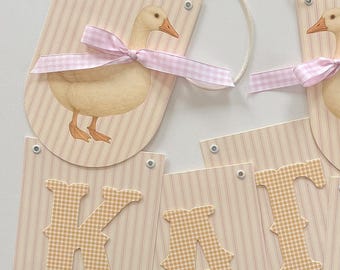 Custom Baby Shower Name Banner, Silly Goose on the Way, Cottagecore Farmhouse Vintage Letters, Adjustable Length, First Birthday Decor