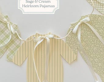 Banner For Baby Shower, Light Sage Green and Cream Pajamas Decorations, optional Welcome Baby Banner, Mantel Decorations
