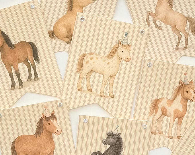 Horse Birthday Party Decoration Banner