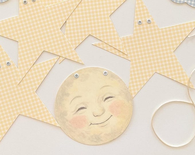 Twinkle Twinkle Little Star Baby Shower Decor Kit, Moon Stars Cloud Garland, Nursery Decor, Gender Neutral Baby Shower, DIY Banner