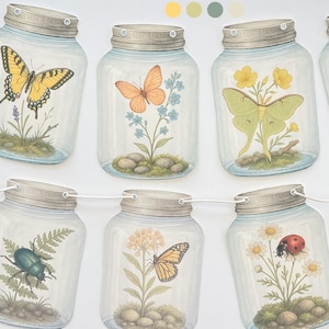 Love Bug Baby Shower Banner, Nature Theme Decorations, Beautiful Insect Art, Lady Bug Decor, Mantel Decor, Card Stock Jars