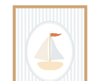 8x10 Sailboat  Nursery Art