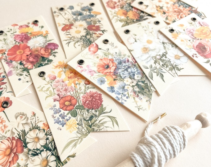 Mini Floral Banner,  Baby Shower Decor, Birthday or Nursery Garland, Baby In Bloom Theme, Mini 2.3" x 4" Pennants