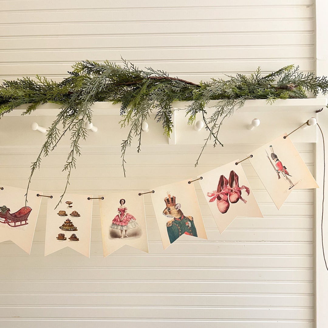 Nutcracker Ballet Garland Vintage Reproduction Art Vintage Glass