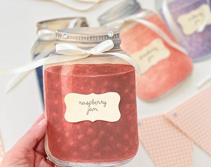 Berry Sweet Baby Shower Banner, Jam Jar & Gingham Bunting Garland Set, Strawberry Blueberry Party Decor, Berry First Birthday Decorations