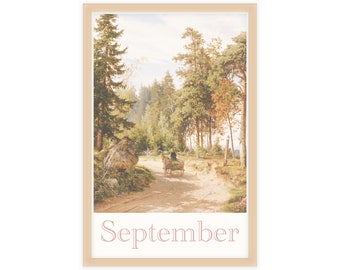 September Classic Art Print 11x17 | Fall Woodland road| Month Wall Art | No Frame | Collect all 12