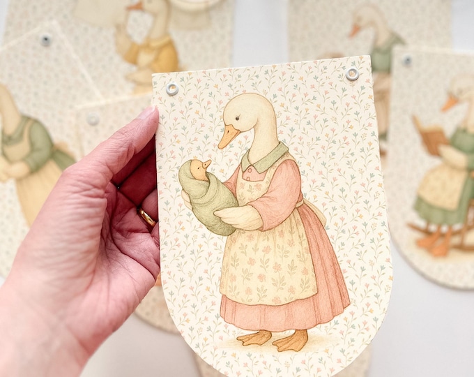 Mother Goose Baby Shower Decorations, for Gender Neutral Vintage Cottage Style,   Use as Mantel Garland, Backdrop or Nursery Wall Decor