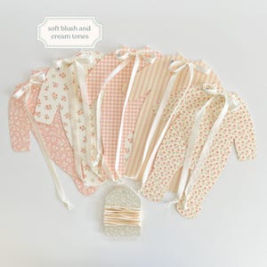 Girl Baby Shower Banner, Blush & Pale Beige Floral Pajama Garland, Baby in Bloom Decor, Welcome Baby, Adjustable Length