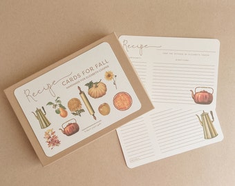 Fall Heirloom Recipe Card Set | 10 cards | Gift For Bridal or Wedding Shower | Personalized