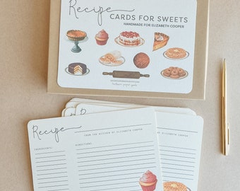 Recipe Cards for Sweets | 10 cards | Gift For Bridal or Wedding Shower | Personalized