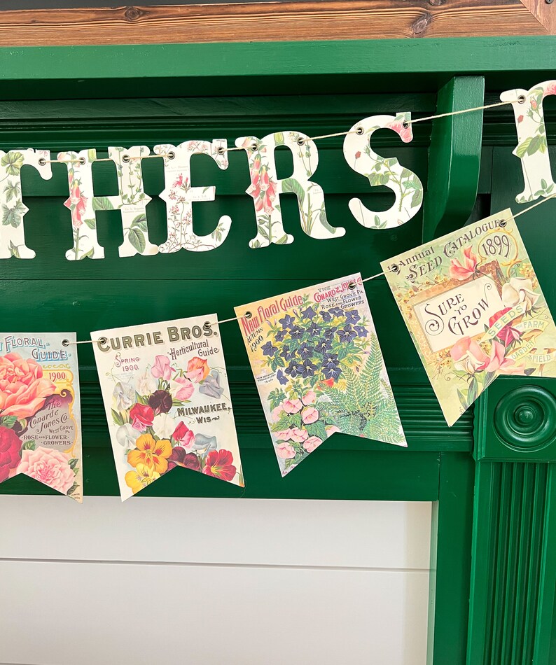 Garland Vintage Seed Packages Banner Flower Bunting for Decor Etsy
