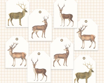 Deer Gift Tags & Twine 3.3" x 2.5"