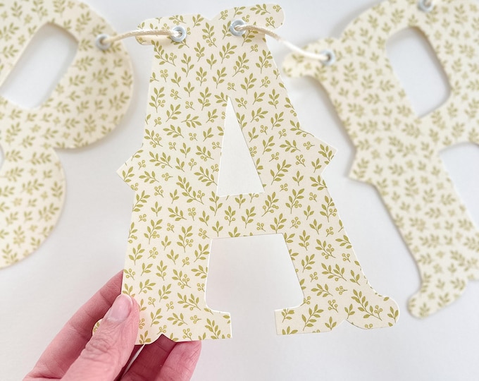 Custom Wording Banner, Vintage Moss Greenery Leaves Letters, For Locally Grown Theme, Happy Birthday, Woodland Decorations