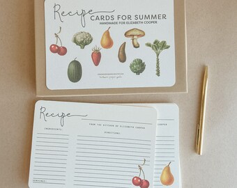 Heirloom Recipe Cards For Summer Gifts and Bridal Showers