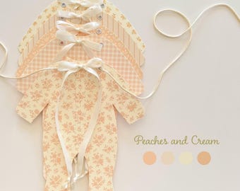 Peach Beige Baby In Bloom Baby Shower Floral Banner,  Baby Girl Decorations, Vintage Cottage Sweet Little Peach Decor, Welcome Baby