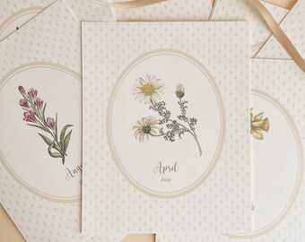 Vintage Birth Flower for April