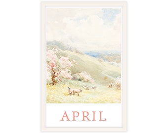 month art print for April calendar page gift month art April month art print single month print April gift April birthday April baby shower