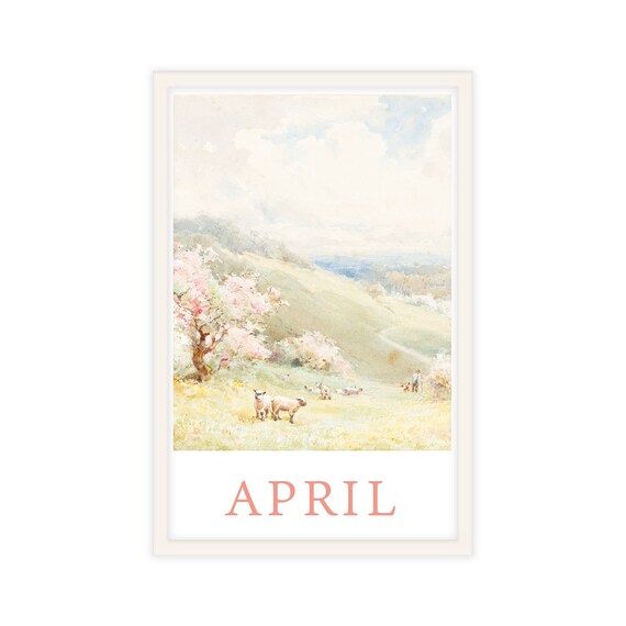 month-art-print-for-april-calendar-page-gift-month-art-april-month-art-print-single-month-print-april-gift-april-birthday-april-baby-shower-etsy
