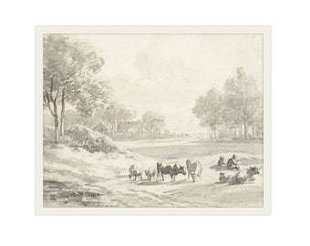 8x10 Vintage Cow Nursery Art